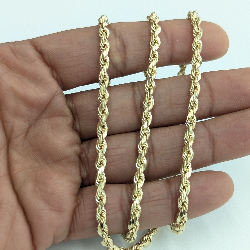 14kt Real Gold Rope Chain 4mm 18 Inches - Picture 5 of 8